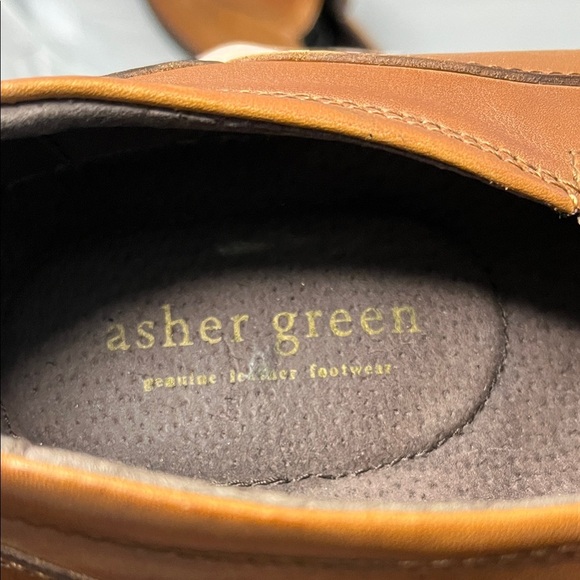 Asher Green Classic Camel Brown Genuine Leather Slip On Loafers - Size 10 main image 12